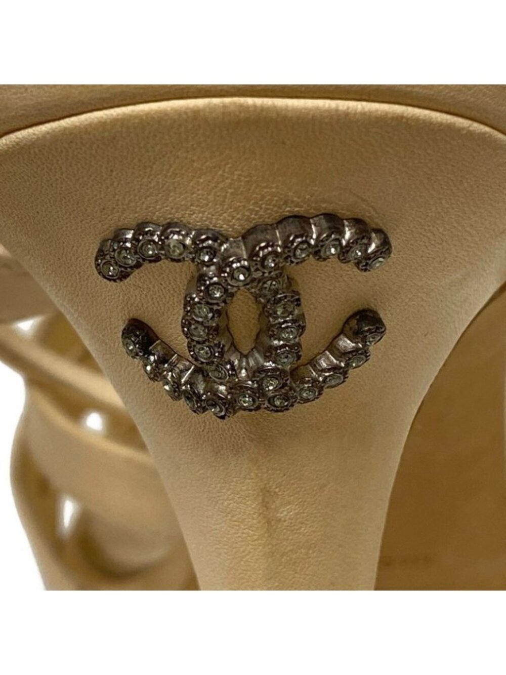 Chanel Sandals 38 Beige Coco Mark Outsole Reupholstered Leather - Picture 7 of 12